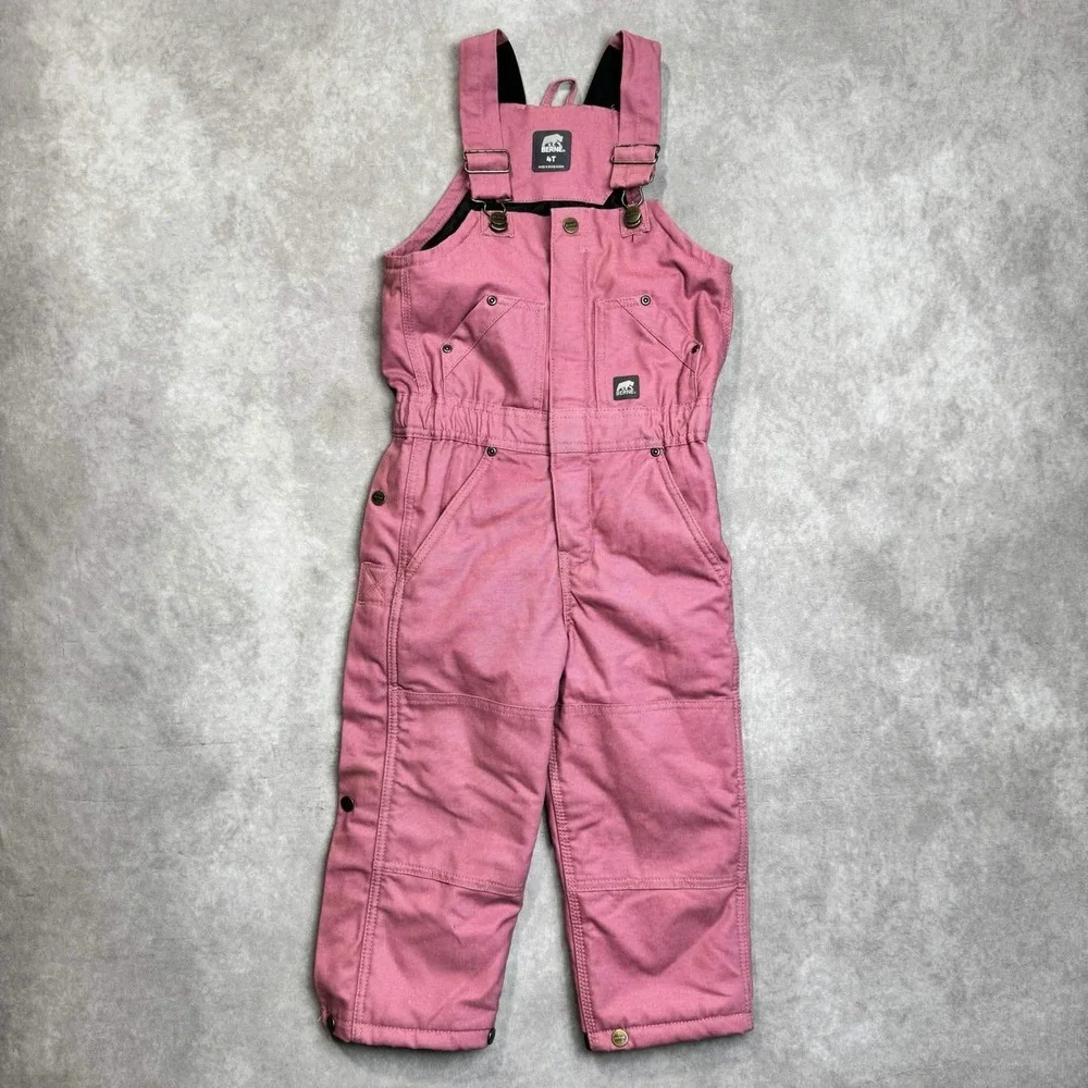 Berne Winter Bib Overalls Girls 4T Insulated Coveralls Pink Kids